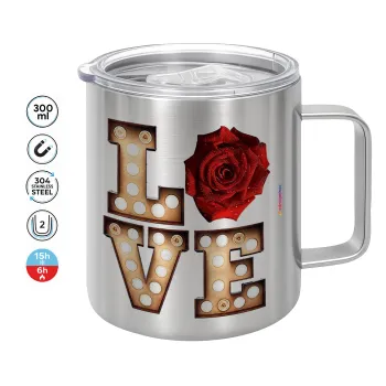 Love lights and roses, Κούπα Ανοξείδωτη διπλού τοιχώματος 300ml