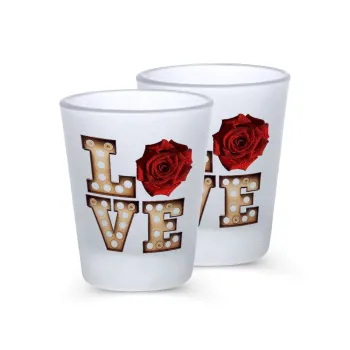 Love lights and roses, Σφηνοπότηρα γυάλινα 45ml του πάγου (2 τεμάχια)