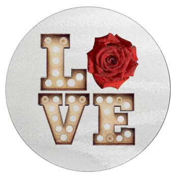 Love lights and roses, Επιφάνεια κοπής γυάλινη στρογγυλή (30cm)