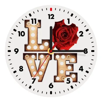 Love lights and roses, Wooden wall clock (20cm)