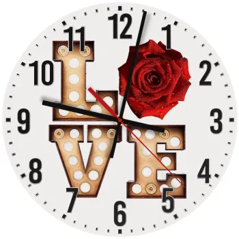 Love lights and roses, Ρολόι τοίχου ξύλινο (30cm)