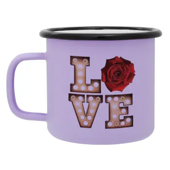 Love lights and roses, Κούπα Μεταλλική εμαγιέ ΜΑΤ Light Pastel Purple 360ml