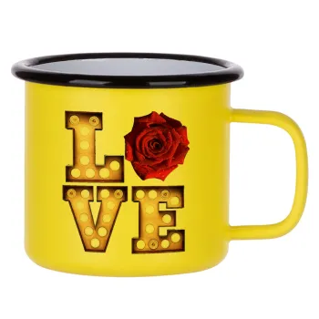 Love lights and roses, Metallic enamel MATT Yellow cup 360ml