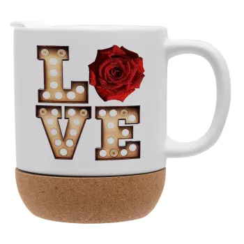 Love lights and roses, Ceramic coffee mug Cork (MAT), 330ml