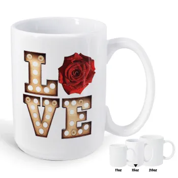 Love lights and roses, Κούπα Mega, κεραμική, 450ml