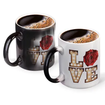 Love lights and roses, Κούπα Μαγική, κεραμική, 330ml που αλλάζει χρώμα με το ζεστό ρόφημα