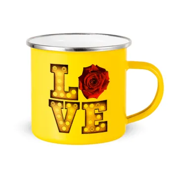 Love lights and roses, Yellow Enamel Metallic Cup 360ml