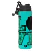 Metallic water bottle with safety lid, 850ml aluminum