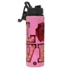 Metallic water bottle with safety lid, 850ml aluminum