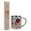 Easter Set, metallic thermal cup (300ml) & Easter aromatic flat candle (30cm) (GRAY)