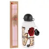 Easter Set, metallic aluminum bottle (500ml) & aromatic flat Easter candle (30cm) (PINK)