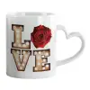 Mug heart handle, ceramic, 330ml