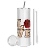 Tumbler stainless steel 600ml, with metal straw & cleaning brush