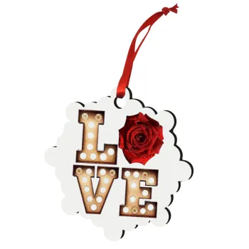 Love lights and roses, Στολίδι Χριστουγεννιάτικο στολίδι snowflake ξύλινο 7.5cm