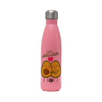 Let's avocuddle, Μεταλλικό παγούρι θερμός Ροζ Ματ (Stainless steel), διπλού τοιχώματος, 500ml