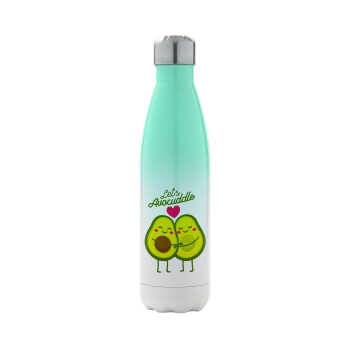 Let's avocuddle, Μεταλλικό παγούρι θερμός Πράσινο/Λευκό (Stainless steel), διπλού τοιχώματος, 500ml