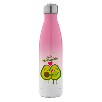 Let's avocuddle, Μεταλλικό παγούρι θερμός Ροζ/Λευκό (Stainless steel), διπλού τοιχώματος, 500ml
