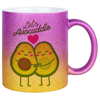 Let's avocuddle, Κούπα Χρυσή/Ροζ Glitter, κεραμική, 330ml
