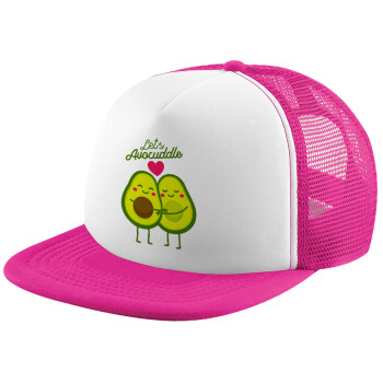 Let's avocuddle, Καπέλο Ενηλίκων Soft Trucker με Δίχτυ Pink/White (POLYESTER, ΕΝΗΛΙΚΩΝ, UNISEX, ONE SIZE)