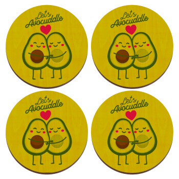 Let's avocuddle, ΣΕΤ x4 Σουβέρ ξύλινα στρογγυλά plywood (9cm)