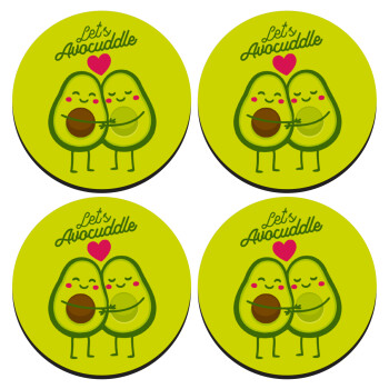 Let's avocuddle, SET of 4 round wooden coasters (9cm)