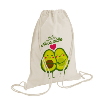 Let's avocuddle, Backpack bag GYMBAG natural (28x40cm)