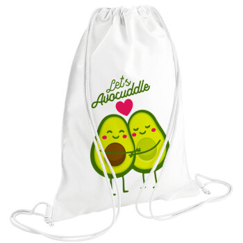 Let's avocuddle, Τσάντα πλάτης πουγκί GYMBAG λευκή (28x40cm)