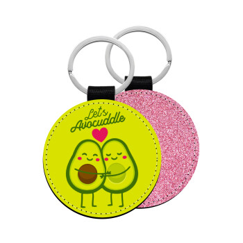 Let's avocuddle, Μπρελόκ Δερματίνη, στρογγυλό ΡΟΖ (5cm)