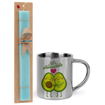 Let's avocuddle, Πασχαλινή Λαμπάδα με μεταλλική κούπα θερμό (300ml) & κερί αρωματικό πλακέ (30cm) (ΤΙΡΚΟΥΑΖ)