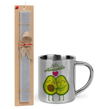 Let's avocuddle, Easter Set, metallic thermal cup (300ml) & Easter aromatic flat candle (30cm) (GRAY)
