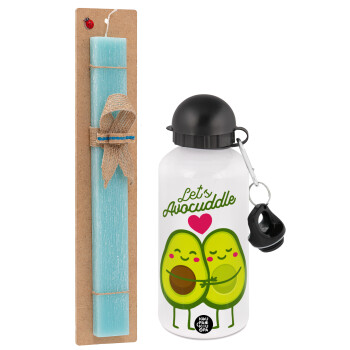 Let's avocuddle, Easter Set, metallic aluminum water bottle (500ml) & scented flat candle (30cm) (TURQUOISE)