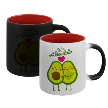 Let's avocuddle, Κούπα Μαγική εσωτερικό κόκκινο, κεραμική, 330ml που αλλάζει χρώμα με το ζεστό ρόφημα