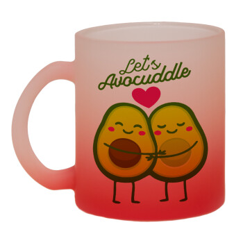 Let's avocuddle, Κούπα γυάλινη δίχρωμη με βάση το κόκκινο ματ, 330ml