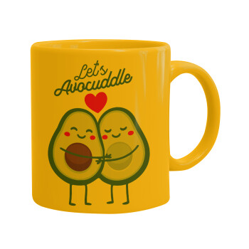 Let's avocuddle, Ceramic coffee mug yellow, 330ml