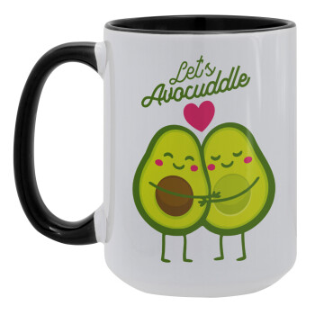 Let's avocuddle, Κούπα Mega 15oz, κεραμική Μαύρη, 450ml