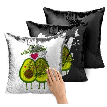 Let's avocuddle, Μαξιλάρι καναπέ Μαγικό Μαύρο με πούλιες 40x40cm περιέχεται το γέμισμα