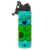 Metallic water bottle with safety lid, 850ml aluminum