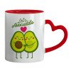 Mug heart red handle, ceramic, 330ml