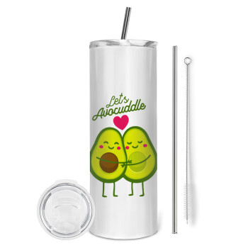 Let's avocuddle, Eco friendly stainless steel tumbler 600ml, with metal straw & cleaning brush