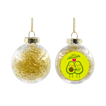 Let's avocuddle, Transparent Christmas tree ball ornament with gold filling 8cm