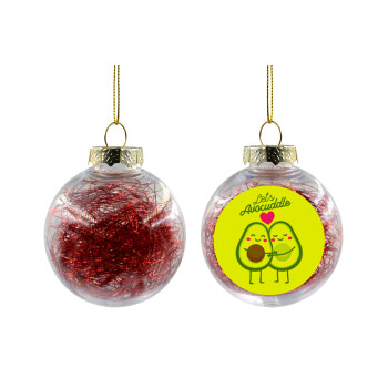 Let's avocuddle, Transparent Christmas tree ball ornament with red filling 8cm
