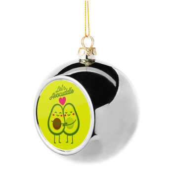 Let's avocuddle, Silver 8cm Christmas tree ball ornament