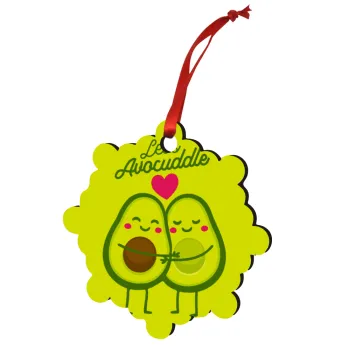 Let's avocuddle, Christmas ornament snowflake wooden 7.5cm