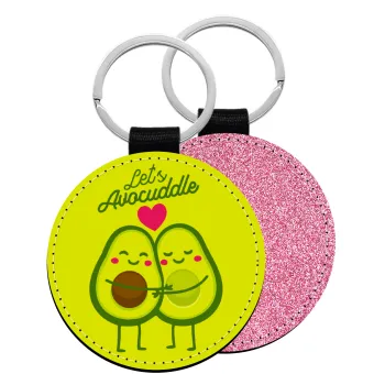 Let's avocuddle, Μπρελόκ Δερματίνη, στρογγυλό ΡΟΖ (5cm)