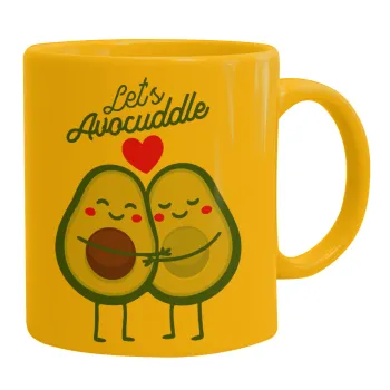 Let's avocuddle, Κούπα, κεραμική κίτρινη, 330ml