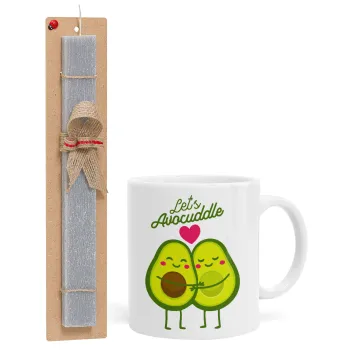Let's avocuddle, Πασχαλινή Λαμπάδα με Κούπα κεραμική (330ml) & κερί αρωματικό πλακέ (30cm) (ΓΚΡΙ)