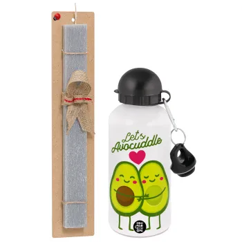 Let's avocuddle, Easter Set, metallic aluminum water bottle (500ml) & aromatic flat Easter candle (30cm) (GRAY)