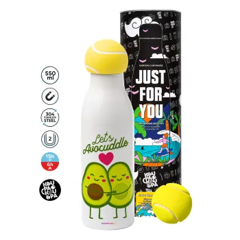 Let's avocuddle, Μπάλα τένις μεταλλικό παγούρι θερμός, διπλού τοιχώματος, 550ml