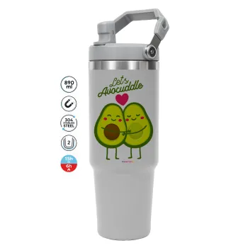 Let's avocuddle, GREY color, 890ml (30oz) stainless Steel Tumbler with Handle