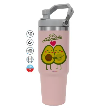 Let's avocuddle, Pink color, 890ml (30oz) stainless Steel Tumbler with Handle